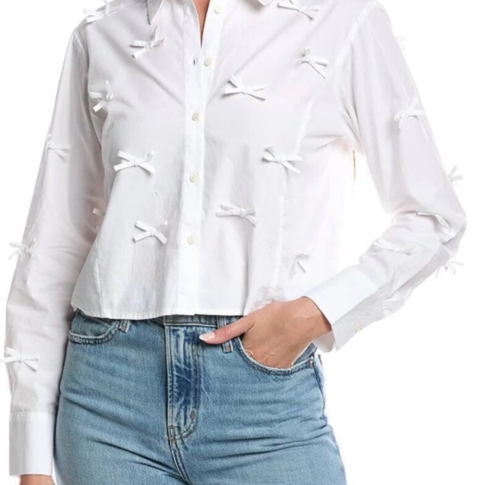 Wild Fable White Shirt w/bows - XXL 🎀 Is slightly cropped ✨Worn only 1x!